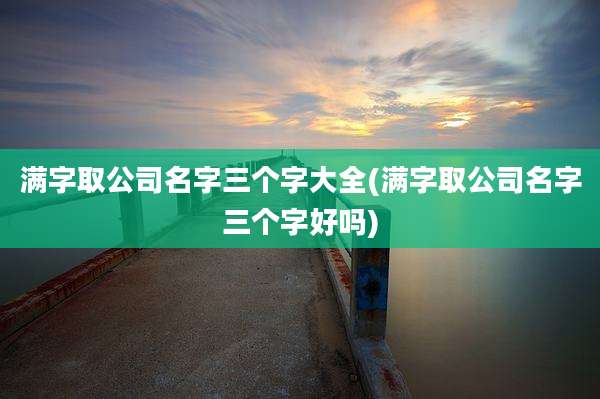 满字取公司名字三个字大全(满字取公司名字三个字好吗)