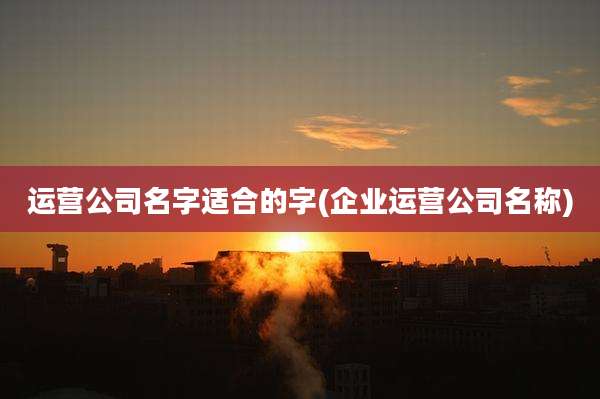 运营公司名字适合的字(企业运营公司名称)
