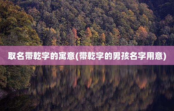 取名带乾字的寓意(带乾字的男孩名字用意)