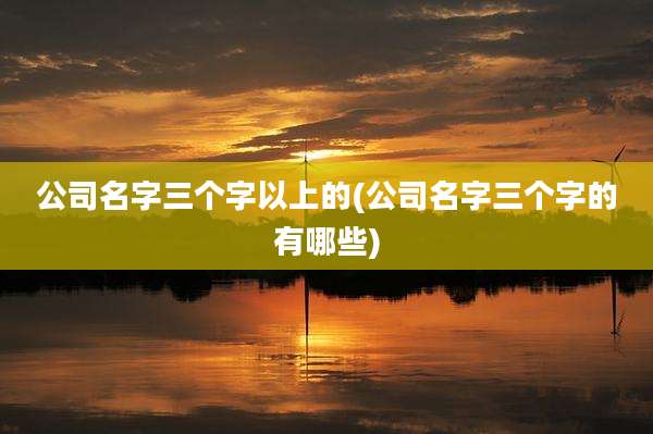 公司名字三个字以上的(公司名字三个字的有哪些)