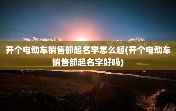 开个电动车销售部起名字怎么起(开个电动车销售部起名字好吗)