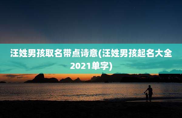 汪姓男孩取名带点诗意(汪姓男孩起名大全2021单字)
