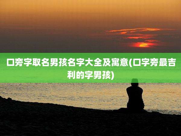 口旁字取名男孩名字大全及寓意(口字旁最吉利的字男孩)