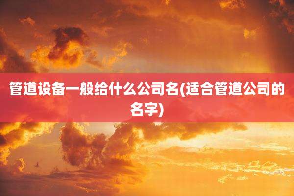 管道设备一般给什么公司名(适合管道公司的名字)