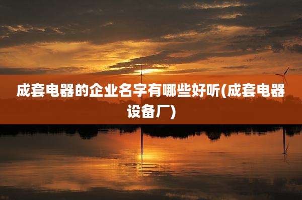 成套电器的企业名字有哪些好听(成套电器设备厂)