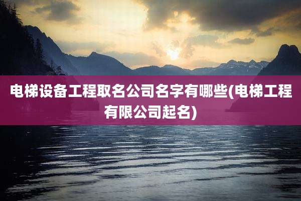 电梯设备工程取名公司名字有哪些(电梯工程有限公司起名)