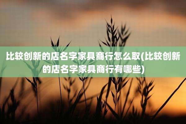 比较创新的店名字家具商行怎么取(比较创新的店名字家具商行有哪些)