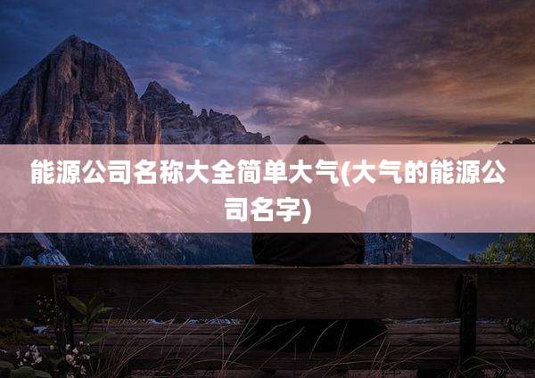 能源公司名称大全简单大气(大气的能源公司名字)