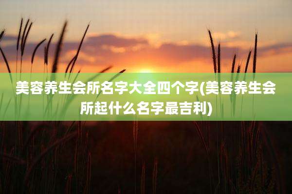 美容养生会所名字大全四个字(美容养生会所起什么名字最吉利)