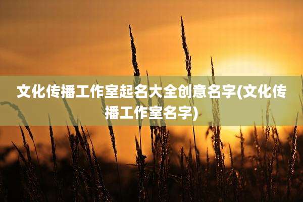 文化传播工作室起名大全创意名字(文化传播工作室名字)