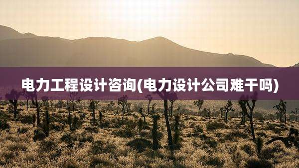 电力工程设计咨询(电力设计公司难干吗)