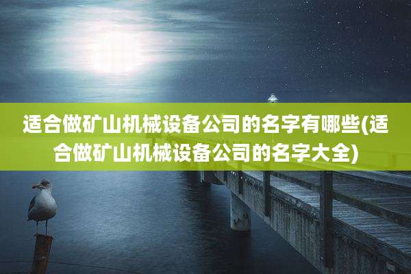 适合做矿山机械设备公司的名字有哪些(适合做矿山机械设备公司的名字大全)