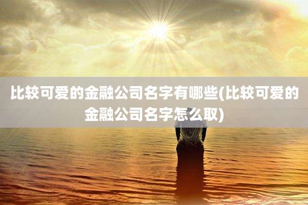 比较可爱的金融公司名字有哪些(比较可爱的金融公司名字怎么取)