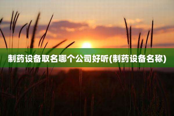 制药设备取名哪个公司好听(制药设备名称)