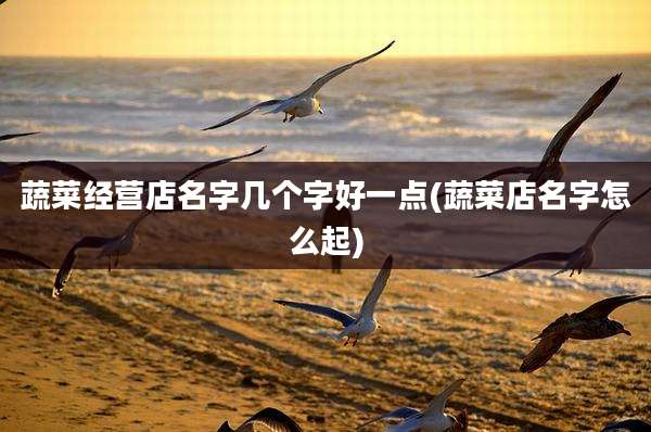 蔬菜经营店名字几个字好一点(蔬菜店名字怎么起)