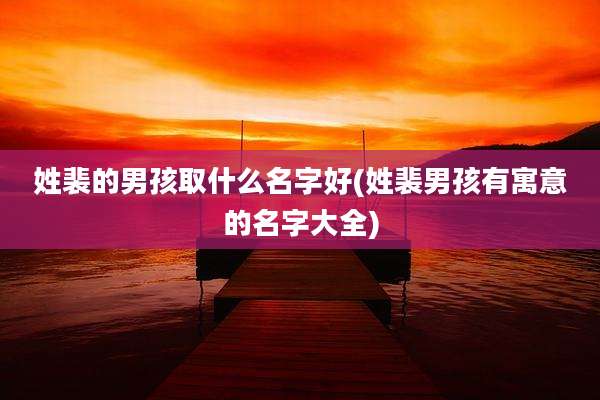 姓裴的男孩取什么名字好(姓裴男孩有寓意的名字大全)