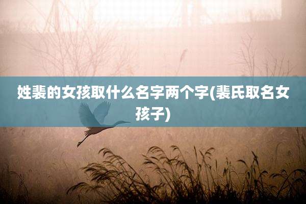 姓裴的女孩取什么名字两个字(裴氏取名女孩子)
