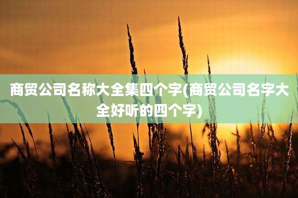 商贸公司名称大全集四个字(商贸公司名字大全好听的四个字)
