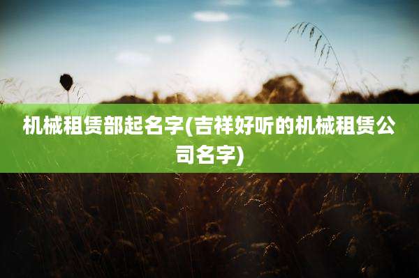 机械租赁部起名字(吉祥好听的机械租赁公司名字)