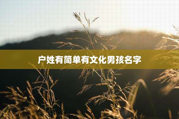 户姓有简单有文化男孩名字