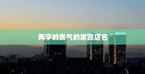 两字的贵气的家政店名