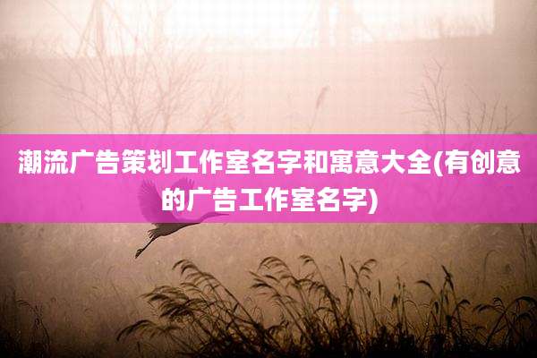 潮流广告策划工作室名字和寓意大全(有创意的广告工作室名字)