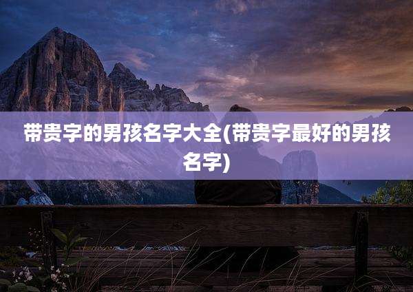 带贵字的男孩名字大全(带贵字最好的男孩名字)