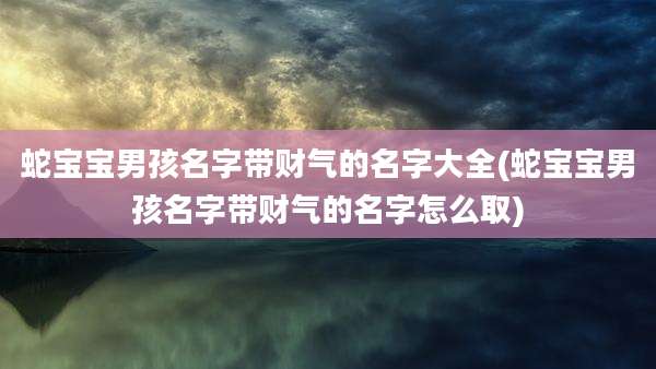 蛇宝宝男孩名字带财气的名字大全(蛇宝宝男孩名字带财气的名字怎么取)