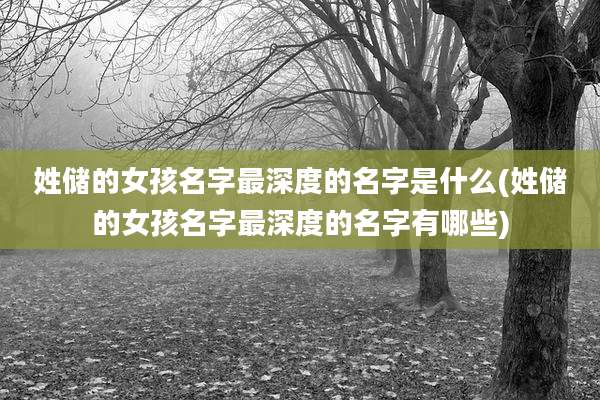 姓储的女孩名字最深度的名字是什么(姓储的女孩名字最深度的名字有哪些)