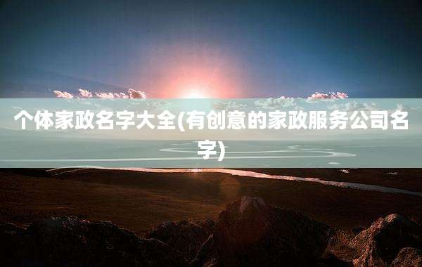 个体家政名字大全(有创意的家政服务公司名字)