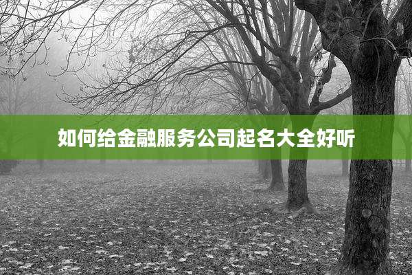 如何给金融服务公司起名大全好听