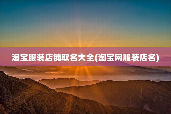 淘宝服装店铺取名大全(淘宝网服装店名)