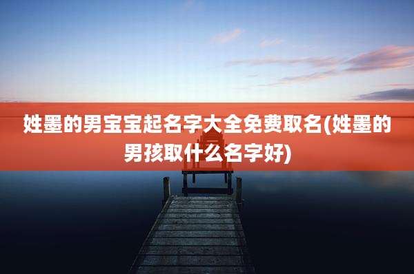 姓墨的男宝宝起名字大全免费取名(姓墨的男孩取什么名字好)