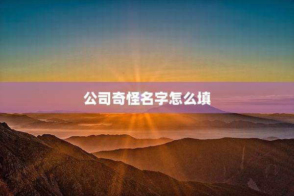 公司奇怪名字怎么填