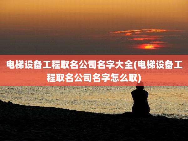 电梯设备工程取名公司名字大全(电梯设备工程取名公司名字怎么取)