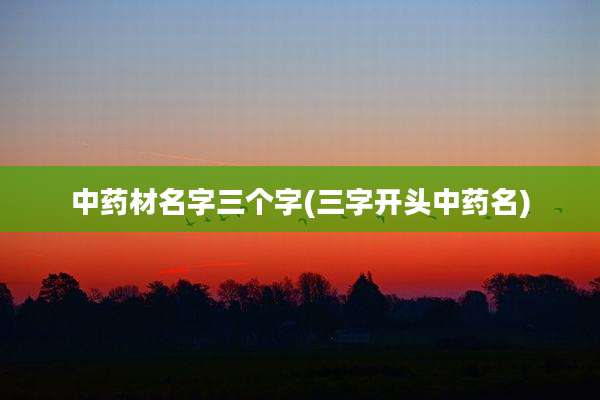 中药材名字三个字(三字开头中药名)
