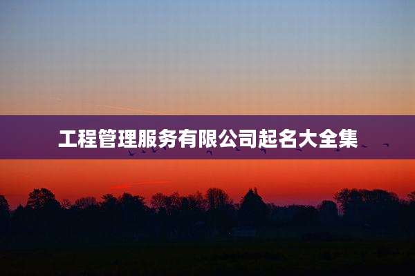 工程管理服务有限公司起名大全集