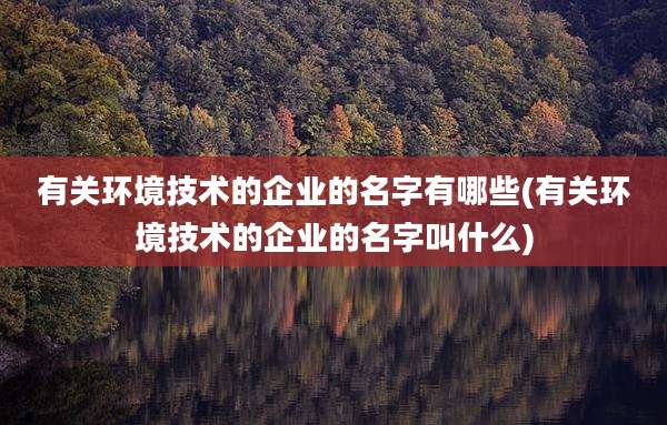 有关环境技术的企业的名字有哪些(有关环境技术的企业的名字叫什么)