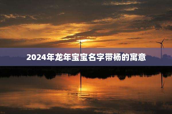 2024年龙年宝宝名字带杨的寓意