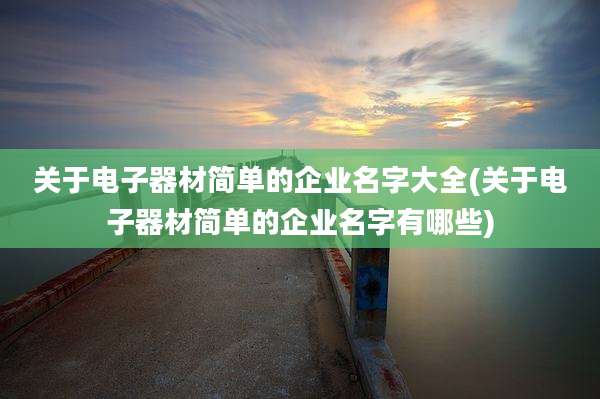 关于电子器材简单的企业名字大全(关于电子器材简单的企业名字有哪些)