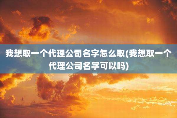我想取一个代理公司名字怎么取(我想取一个代理公司名字可以吗)