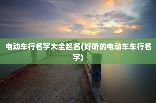 电动车行名字大全起名(好听的电动车车行名字)