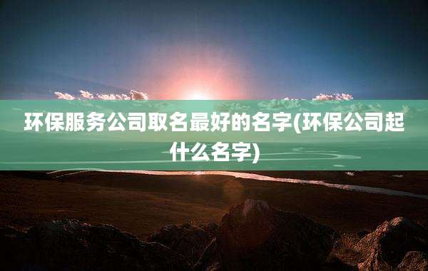 环保服务公司取名最好的名字(环保公司起什么名字)