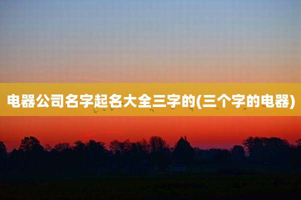 电器公司名字起名大全三字的(三个字的电器)