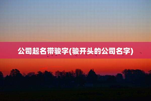 公司起名带骏字(骏开头的公司名字)