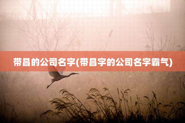 带昌的公司名字(带昌字的公司名字霸气)