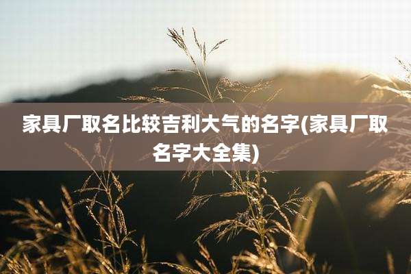 家具厂取名比较吉利大气的名字(家具厂取名字大全集)