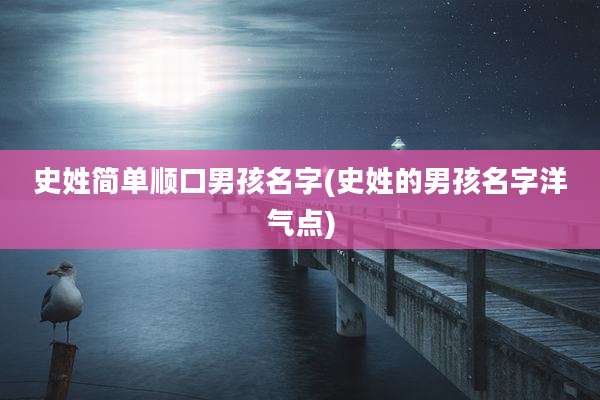 史姓简单顺口男孩名字(史姓的男孩名字洋气点)