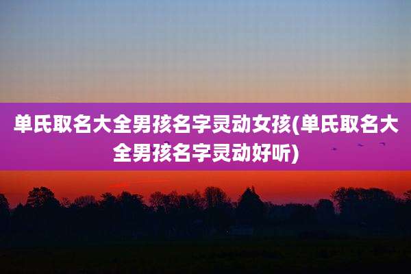 单氏取名大全男孩名字灵动女孩(单氏取名大全男孩名字灵动好听)