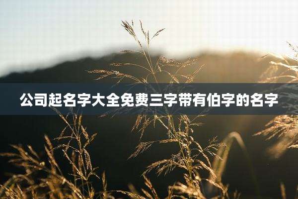 公司起名字大全免费三字带有伯字的名字